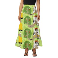 Funny-animals-cartoon Tiered Ruffle Maxi Skirt by uniart180623