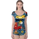 Seamless-pattern-vehicles-cartoon-with-funny-drivers Boyleg Leotard  View1
