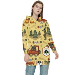 Seamless-pattern-funny-ranger-cartoon Women s Long Oversized Pullover Hoodie by uniart180623