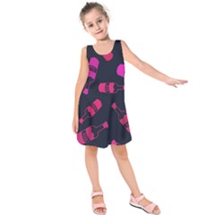 Wine Bottles Background Graphic Kids  Sleeveless Dress by uniart180623