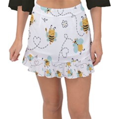 Bee Art Pattern Design Wallpaper Background Print Fishtail Mini Chiffon Skirt by uniart180623