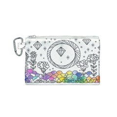 Rainbow Fun Cute Minimal Doodle Drawing Canvas Cosmetic Bag (small) by uniart180623
