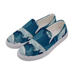 Waves Ocean Sea Pattern Water Tsunami Rough Seas Women s Canvas Slip Ons by uniart180623