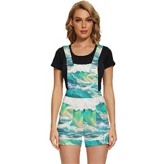 Waves Ocean Sea Tsunami Nautical Art Short Overalls by uniart180623