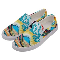 Waves Ocean Sea Tsunami Nautical Arts Men s Canvas Slip Ons by uniart180623