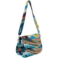Waves Ocean Sea Tsunami Nautical Arts Saddle Handbag by uniart180623