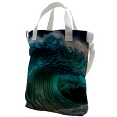 Tsunami Waves Ocean Sea Water Rough Seas Canvas Messenger Bag by uniart180623