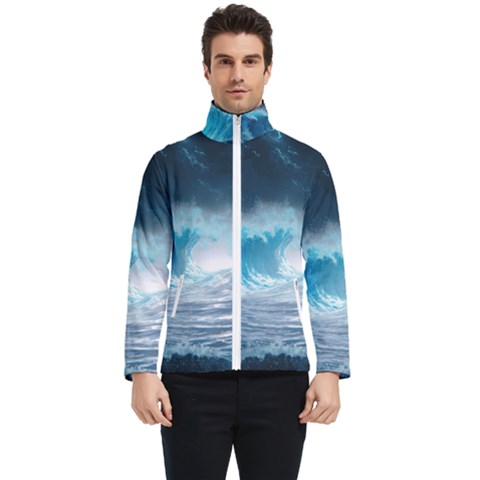 Thunderstorm Storm Tsunami Waves Ocean Sea Men s Bomber Jacket by uniart180623