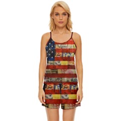 Usa Flag United States Satin Pajama Short Set by uniart180623