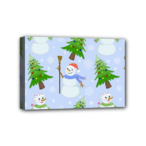 New Year Christmas Snowman Pattern, Mini Canvas 6  X 4  (stretched) by uniart180623