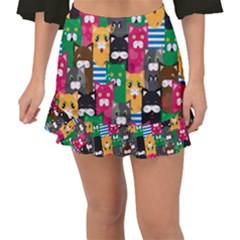 Cat Funny Colorful Pattern Fishtail Mini Chiffon Skirt by uniart180623
