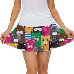 Cat Funny Colorful Pattern Women s Skort by uniart180623
