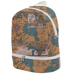 World Map Travel Pattern Architecture Zip Bottom Backpack by uniart180623