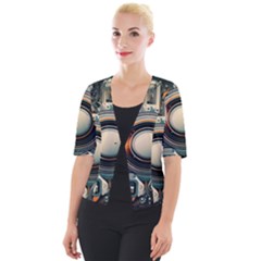 Technology Robot Internet Processor Cropped Button Cardigan by Ravend