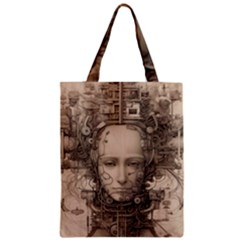 Cyborg Robot Future Drawing Poster Zipper Classic Tote Bag by Ravend