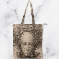 Cyborg Robot Future Drawing Poster Double Zip Up Tote Bag by Ravend