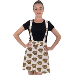 Cozy Coffee Cup Velvet Suspender Skater Skirt by ConteMonfrey