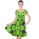 Abstract Geometric Modern Pattern Cap Sleeve Midi Dress View1