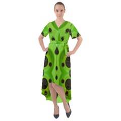 Abstract Geometric Modern Pattern Front Wrap High Low Dress by dflcprintsclothing