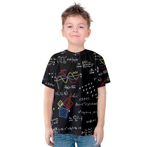 Black Background With Text Overlay Mathematics Formula Board Kids  Cotton Tee by uniart180623