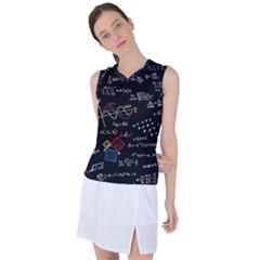 Black Background With Text Overlay Mathematics Formula Board Women s Sleeveless Sports Top by uniart180623