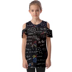 Black Background With Text Overlay Mathematics Formula Board Fold Over Open Sleeve Top by uniart180623