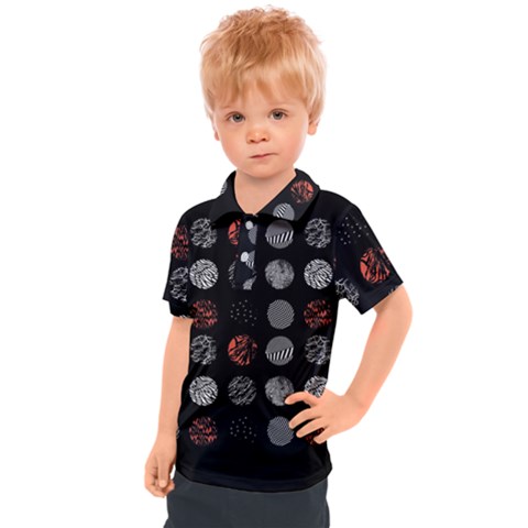 Black And Multicolored Polka Dot Artwork Digital Art Kids  Polo Tee by uniart180623