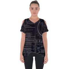 Black Background With Text Overlay Mathematics Trigonometry Cut Out Side Drop Tee by uniart180623