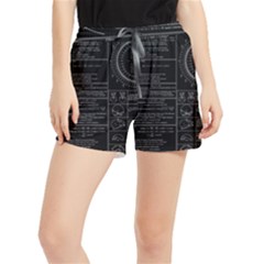 Black Background With Text Overlay Mathematics Trigonometry Women s Runner Shorts by uniart180623
