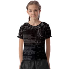 Black Background With Text Overlay Mathematics Trigonometry Kids  Frill Chiffon Blouse by uniart180623