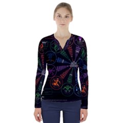 Zodiac Geek V-neck Long Sleeve Top by uniart180623