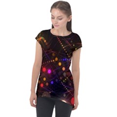 Abstract Light Star Design Laser Light Emitting Diode Cap Sleeve High Low Top by uniart180623