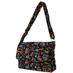 Cartoon Monster Pattern Abstract Background Full Print Messenger Bag (l) by uniart180623