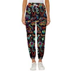 Cartoon Monster Pattern Abstract Background Women s Cropped Drawstring Pants by uniart180623