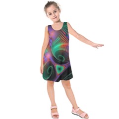 Circle Art 3d Artwork Graphics Vortex Colorful Digital Art Kids  Sleeveless Dress by uniart180623