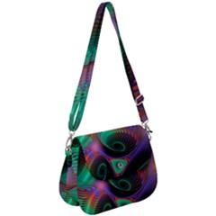 Circle Art 3d Artwork Graphics Vortex Colorful Digital Art Saddle Handbag by uniart180623