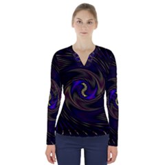 Manadala Twirl Abstract V-neck Long Sleeve Top by uniart180623