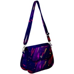 Colorful Abstract Background Creative Digital Art Colorful Geometric Artwork Saddle Handbag by uniart180623