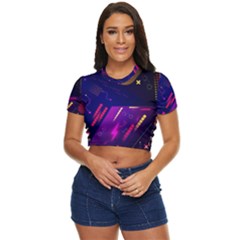 Colorful Abstract Background Creative Digital Art Colorful Geometric Artwork Side Button Cropped Tee by uniart180623