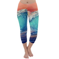 Artistic Wave Sea Capri Winter Leggings  by uniart180623