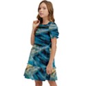 Waves Abstract Waves Abstract Kids  Puff Sleeved Dress View3