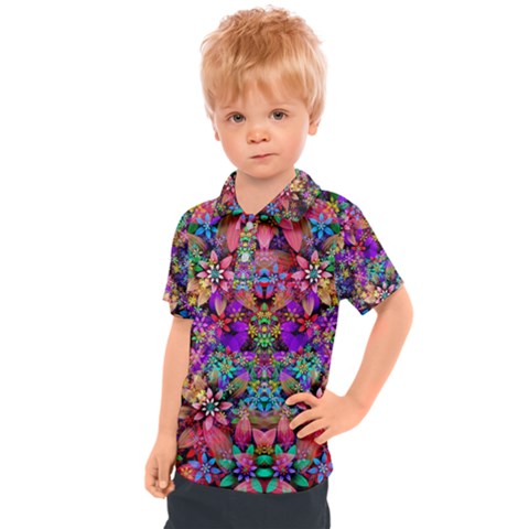 Flower Patterns Abstract Pattern Digital Art Kids  Polo Tee by uniart180623