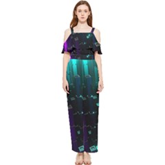 Abstract Building City 3d Draped Sleeveless Chiffon Jumpsuit by uniart180623