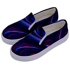Purple Blue Swirl Abstract Kids  Canvas Slip Ons by uniart180623
