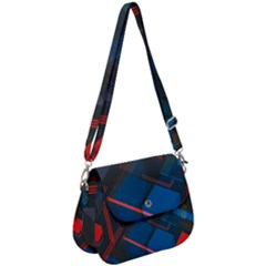 Minimalist Abstract Shaping Abstract Digital Art Saddle Handbag by uniart180623