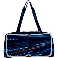 Orange Blue Dot Dots Lines Abstract Digital Art Multi Function Bag by uniart180623
