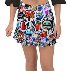 Graffiti Art Cartoon Comic Fishtail Mini Chiffon Skirt by uniart180623