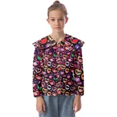Funny Monster Mouths Kids  Peter Pan Collar Blouse by uniart180623