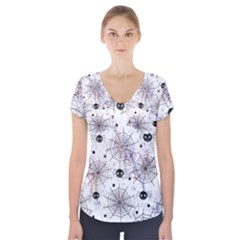 Creepy Spider Short Sleeve Front Detail Top by uniart180623