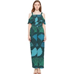 Pattern Plant Abstract Draped Sleeveless Chiffon Jumpsuit by uniart180623